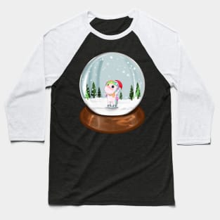 Snow Globe Unicorn Santas Hat Christmas Unicorn Baseball T-Shirt